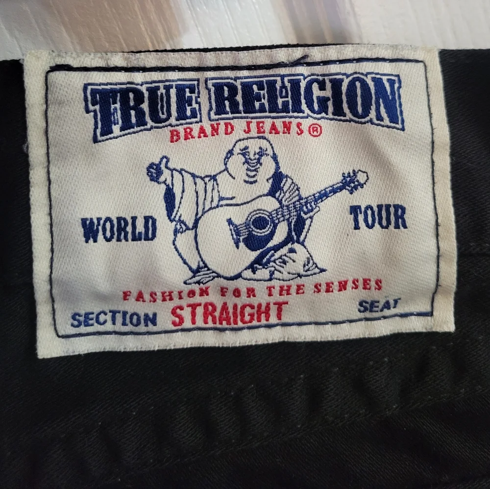 True Religion Section Straight Leg Jeans with Flap Pockets Black Size 32 Waist